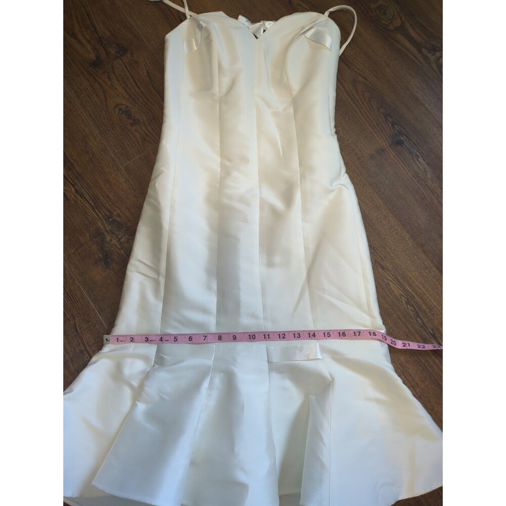Suzanne Ermann White Wedding Dress Midi Silk Blend 40 US8 - Picture 8 of 12